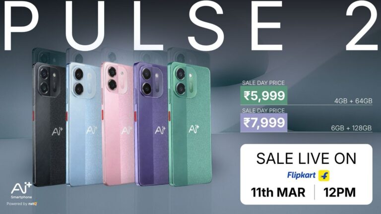 Ai+ Smartphone Unveils Pulse 2 at 5999 with 50MP AI Camera with the Slimmest 6000mAh Battery in this Category; Sale from 11th March at 12 PM